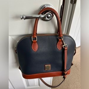 Dooney & Bourke pebble grain zip zip satchel- navy blue